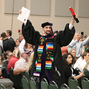 2023 graduate Jonah Chadwick Griego at Commencement.