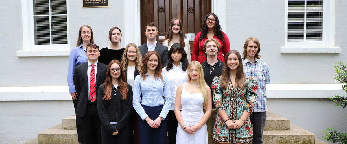 Group of students in front of New College