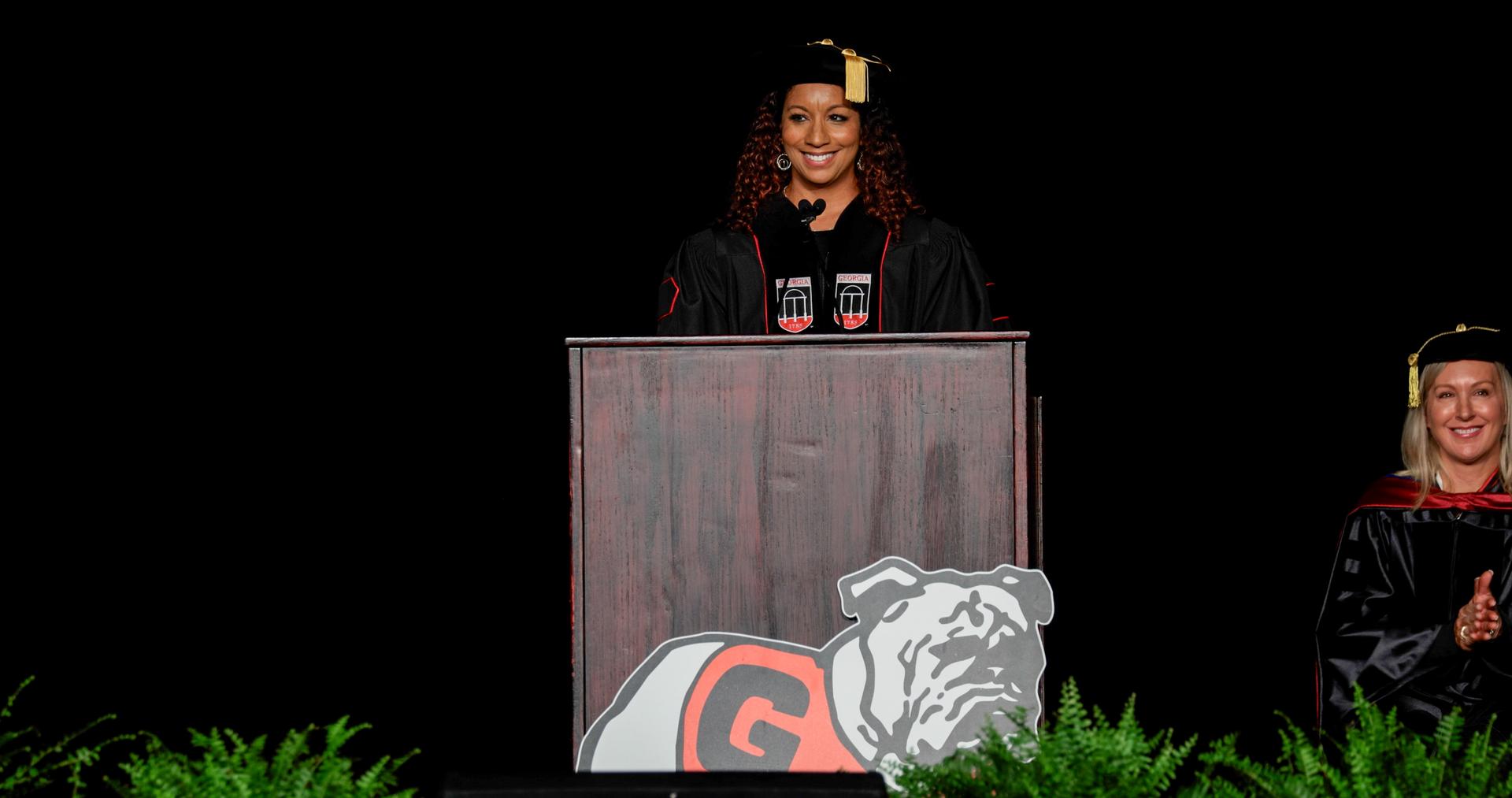 Maritza McClendon returned to Athens as the ceremony's keynote speaker. 